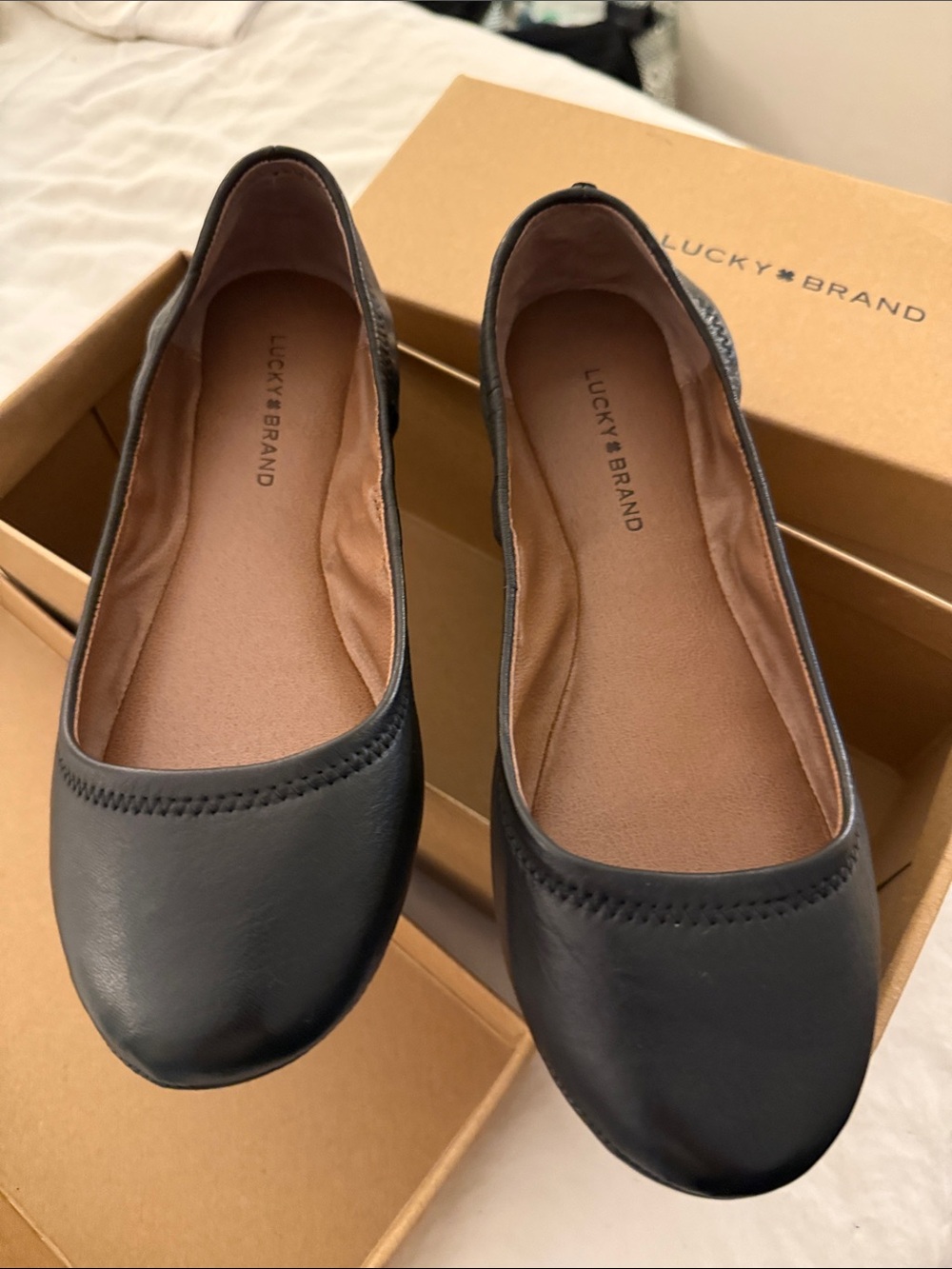 Lucky Brand Black Leather Ballet Flats